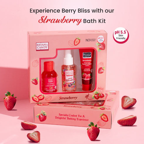 Bryan & Candy Strawberry Bath Kit Gift Set Pack of 3