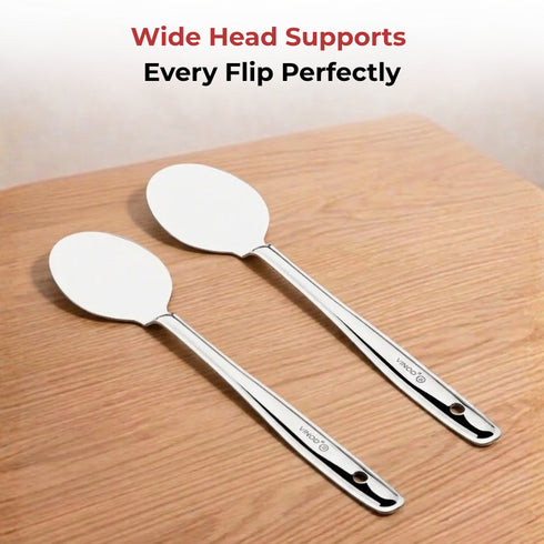 Vinod Stainless Steel Paratha Palta Turner Spatula Set of 2 31 cm Highest Grade Stainless Steel Rust Free Dishwasher Safe No 1