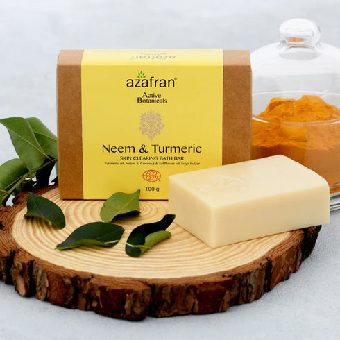 Azafran Active Botanicals Neem & Turmeric Skin Clearing Bath Bar