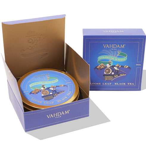 Vahdam Tea Darjeeling Summer Black Tea Tin Gift Set