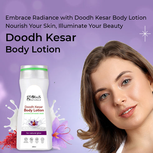 Globus Naturals Doodh Kesar Body Lotion Enriched with Gulab and Haldi For Natural Glow
