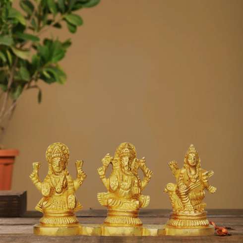 Brass Lgs On Same Base God Idol Statue 0.26Kg