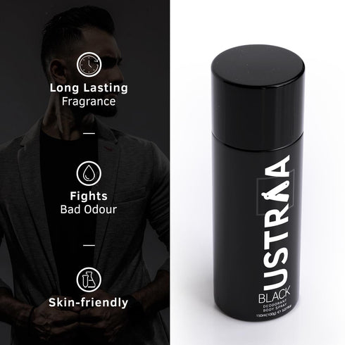 USTRAA Deodorant Black & Beard Growth Oil 150ml+35ml