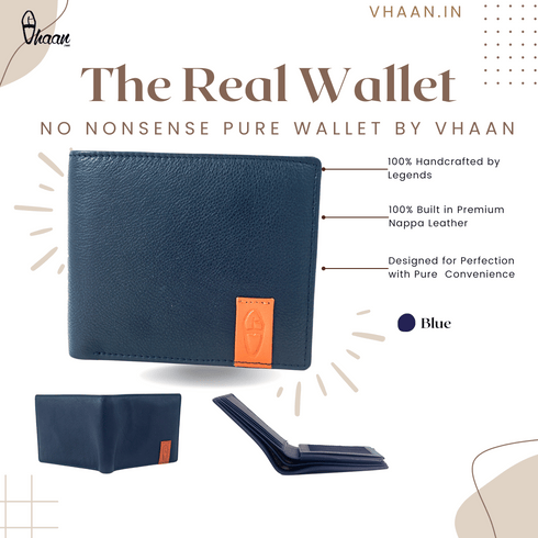 Vhaanfootwear Style Guardian Premium NAPPA Leather Wallet with RFID Protection for Men Blue