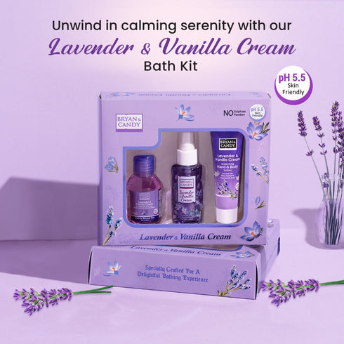 Bryan & Candy Lavender & Vanilla Cream Bath Kit Gift Set Pack of 3