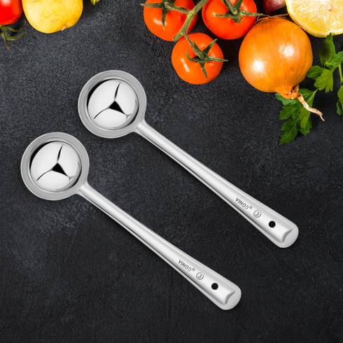 Vinod Stainless Steel Basting Serving Ladle Serving Spoon Karchi Set of 2 21 cm Highest Grade Stainless Steel Rust Free Dishwasher Safe No 2