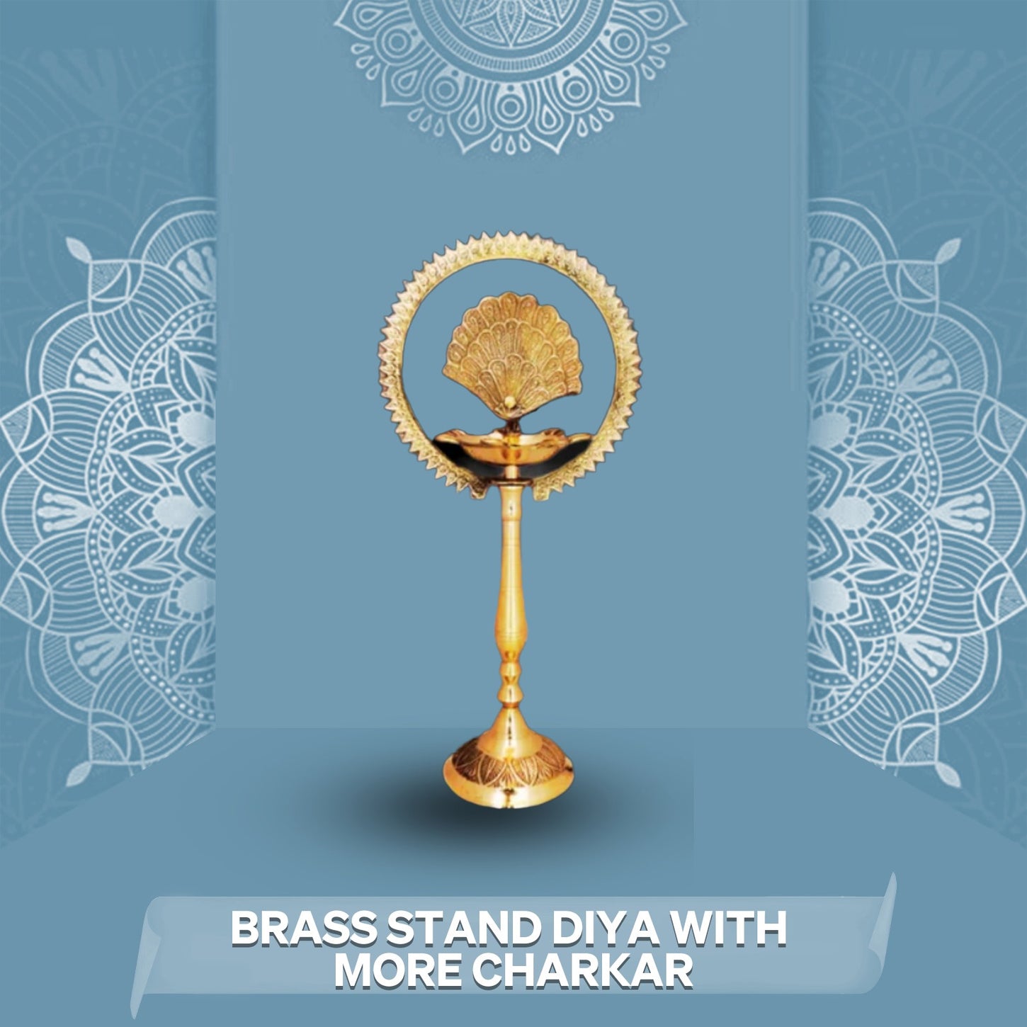 Brass Stand Diya With More Charkar Collection
