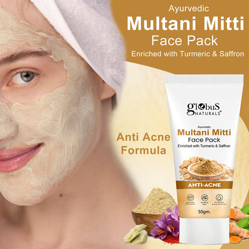 Globus Naturals Anti Acne Multani Mitti Face Pack For Oily & Acne Prone Skin