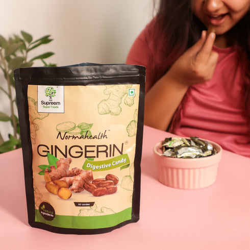 Supreem Super Foods Gingerin Digestive Aid Candy Combo Pack 96 Candies (Pack of 2)