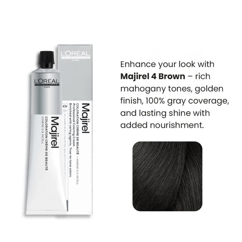 L'Oreal Professionnel Majirel 4 Brown Permanent Hair Colour 50ml