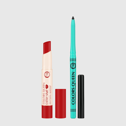 Colors Queen Color Stay Non-Transfer Lipstick and Bold Eyes Auto Kajal Combo