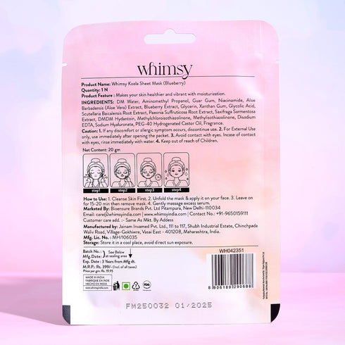 Whimsy Beauty Koala kids Sheet Mask