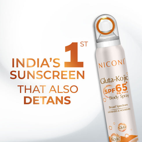 Niconi Gluta-Kojic SPF 65+ PA++++ Sunscreen Spray | Protect + De-Tan (180ml)