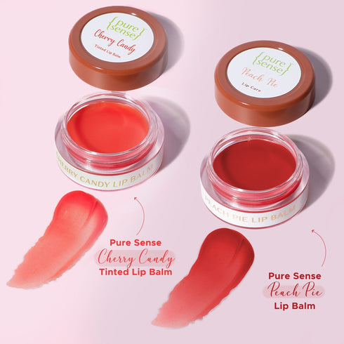 PureSense Cherry Candy Tinted Lip Balm 5ml + Peach Pie Lip Balm 5ml | From the makers of Parachute Advansed