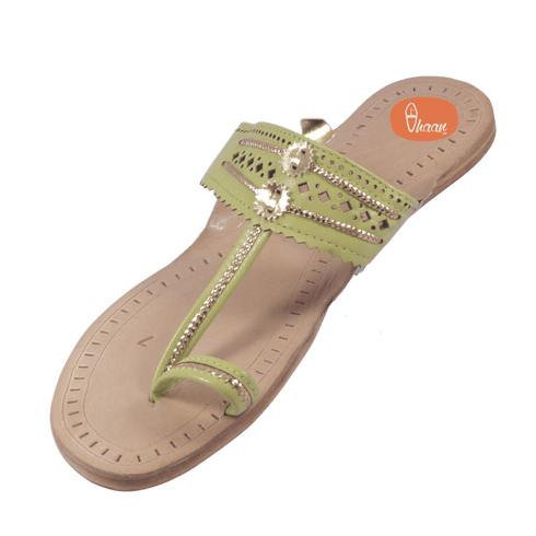 Vhaanfootwear Lemon Green Color Ladies Kolhapuri Chappal
