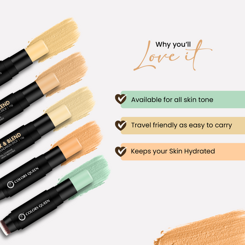 Colors Queen Fix And Blend Foundation And Concealer Stick | 12 Gram