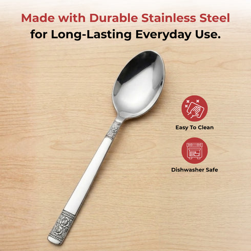Vinod Moscow Stainless Steel Dessert Spoon Set of 12 Piece Heavy Gauge Steel Mirror Finish Rust Free Tough and Strong Dishwasher safe