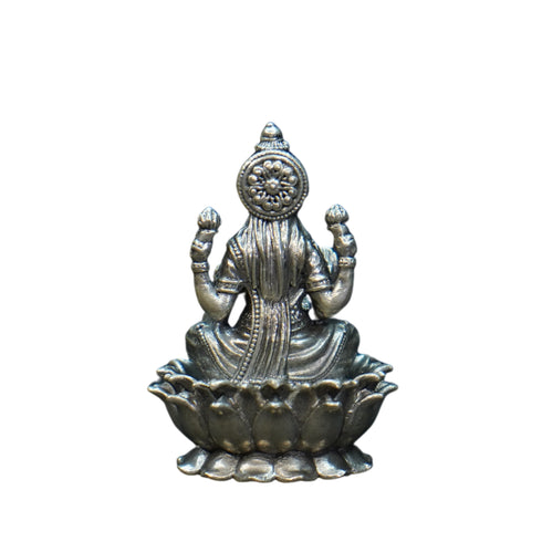 Pure Silver Antique Laxmi Devi Sitting On Lotus 27.43G By Mahita Collections