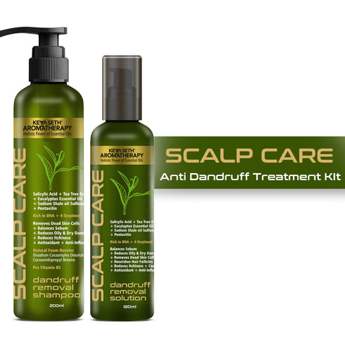 Keya Seth Aromatherapy Anti Dandruff Treatment Kit Shampoo & Solution with Salicylic, Tea Tree & Pentavitin