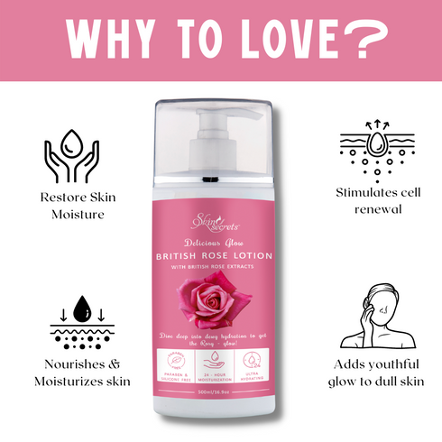 Skin Secrets British Rose Lotion for Nourished & Non-Sticky Glowy Skin