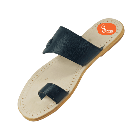 Vhaanfootwear Gandhi Binawadi Soft Leather Black Color Kolhapuri chappal by vhaan