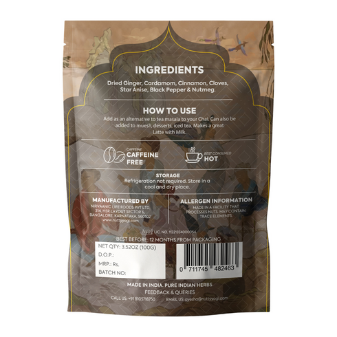 Nutty Yogi ChaiSpice Mix 100g Aromatic Tea Masala Powder with 100% Natural Ingredients