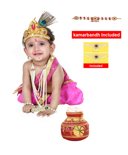 Raj Fancy Dresses Baby Krishna PINK Dress for Janmashtami