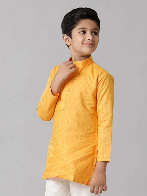 Ramraj Cotton Boys Fantastic Kurtha Full Sleeves Yellow FS1