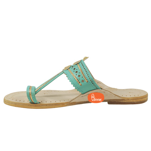 Vhaanfootwear Sky Blue Pure Leather Ladies Kolhapuri by Vhaan