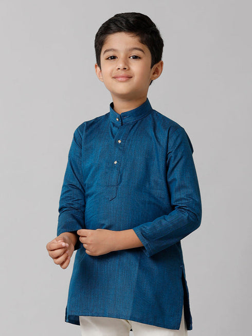 Ramraj Cotton Boys Fantastic Kurtha Full Sleeves Blue FS8