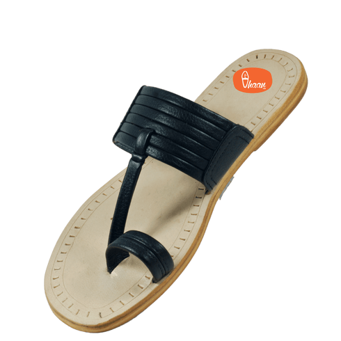 Vhaanfootwear Black Colour Soft Leather Men's Kolhapuri chappal
