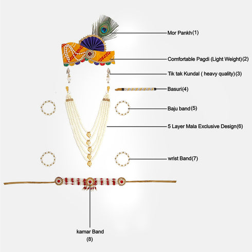 Raj Fancy Dresses Baby Krishna Dress for Janmashtami with Jewel| Pagri| Mala