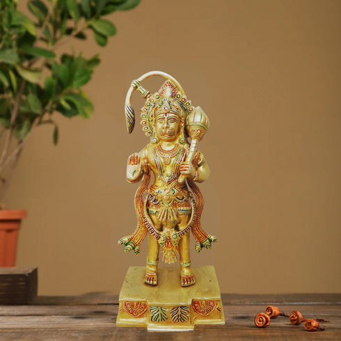 Brass Hanuman Statnding Statue 2.225Kg