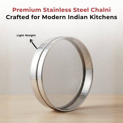 Vinod Stainless Steel Atta Chalni Flour Sieve Channi No 10 Authentic Steel Rust Free Dishwasher Safe and Easy to Clean