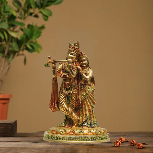Brass Radha Krishna God Idol Statue 2.52Kg