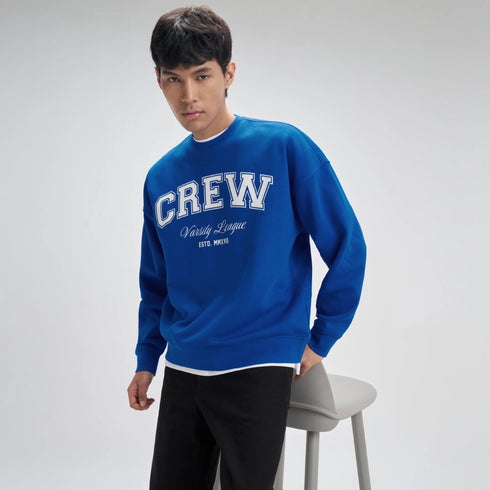 XYXX Crew Oversized Round Neck Sweatshirt - Campus Blue