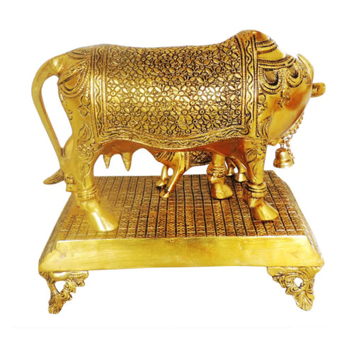 Aluminium Showpiece Cow Statue - 11.5*8*12 Inch