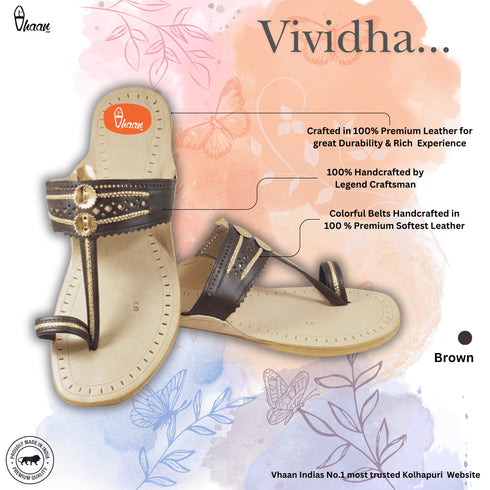 Vhaanfootwear Dark Brown Pure Leather Ladies Kolhapuri by Vhaan