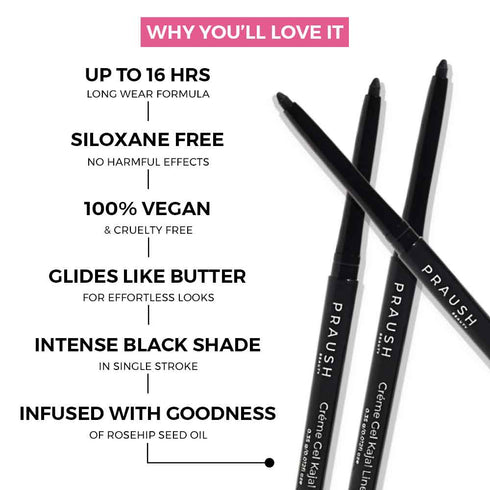 Praush 1 Sweet Cheeks Liquid Blush + 1 Creme Gel Kajal Liner Bundle