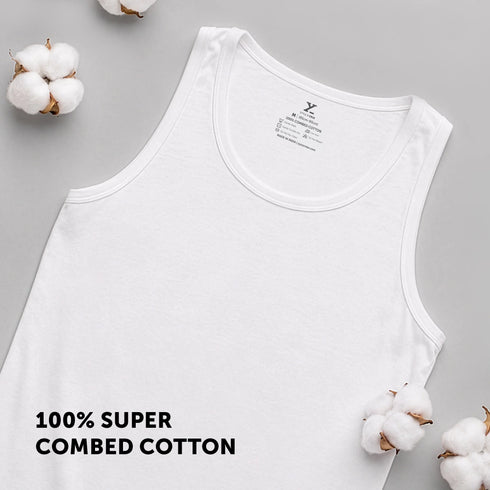 XYXX Super-Soft Combed Cotton Vest Polar White (Pack of 6)