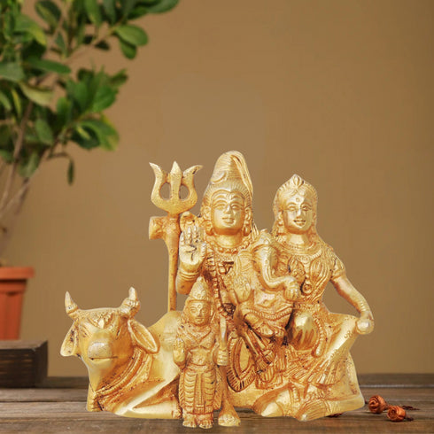 Brass Shiv Parivar With Nandi Statue 1.72Kg