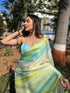 Vasthrlay Blue Satin Georgette Plain Saree