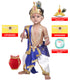 Raj Fancy Dresses Baby Krishna Brocade Fabric | White and Blue For Janmashtami Mythological Character Costume
