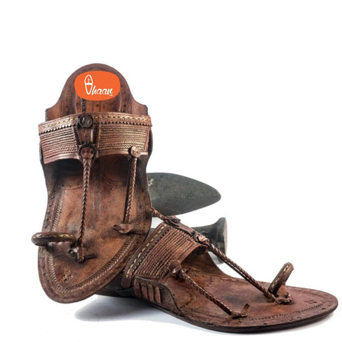 Vhaanfootwear Exclusive Dark Brown Amdar Senapati Paper Kapashi Kolhapuri Chappal For Men