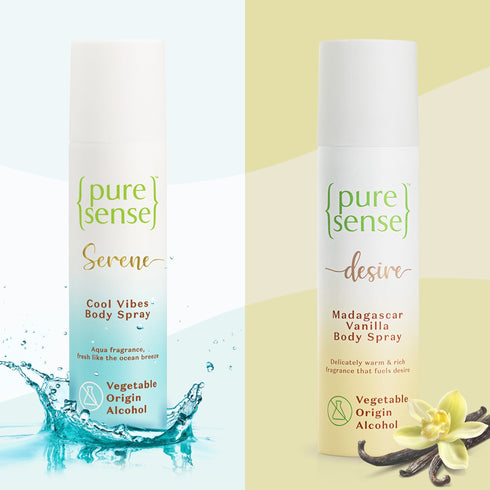 PureSense Serene Cool Vibes Body Spray & Desire Madagascar Vanilla Body Spray Combo