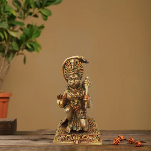 Brass Sitting Hanumna Ji Statue 2.822Kg