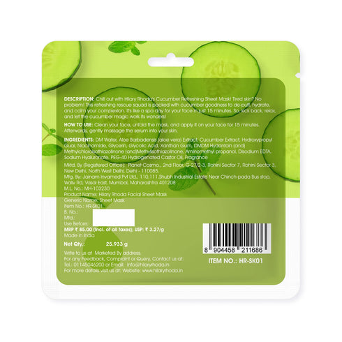 Hilary Rhoda Cucumber Refreshing Sheet Mask