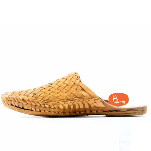 Vhaanfootwear Handmade Pure Leather Ethnic Design Slip On Hand Stitched Net Design For Men