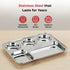 Vinod Stainless Steel 5 Compartment Plate with Round Edges Lunch and Dinner Plate Bhojan Thali High Quality Steel Rust Free Pack of 2