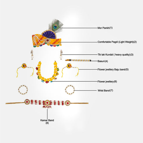Raj Fancy Dresses Baby Krishna Jewel| Flower| Pagri Dress for Janmashtami